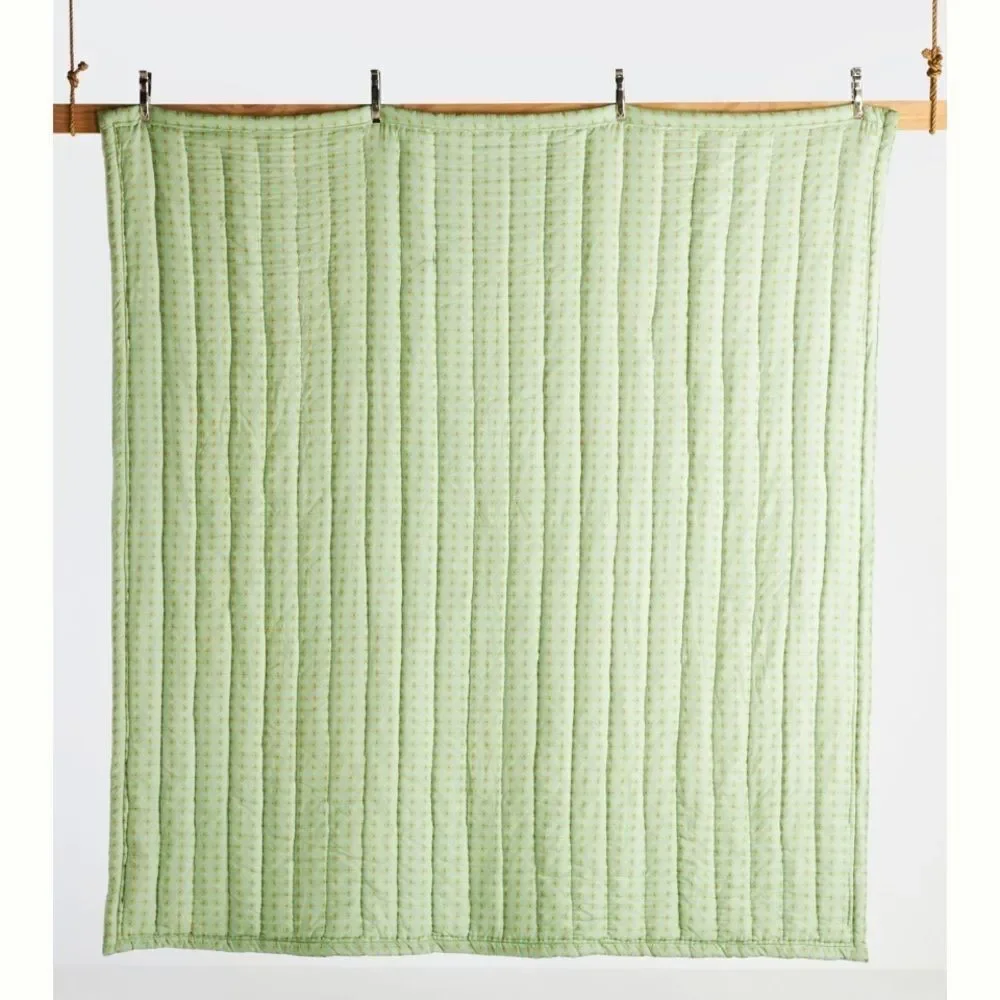 By Anthropologie size Queen 92” x 96” Green Anna Handcrafted Garden Quilt